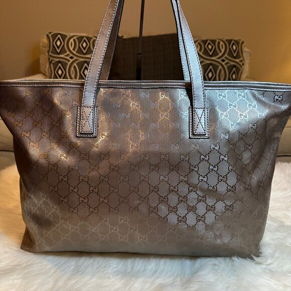 Authentic Gucci Imprime GG Monogram Large Zippered Shopping Tote Bag - Picture 6 of 14
